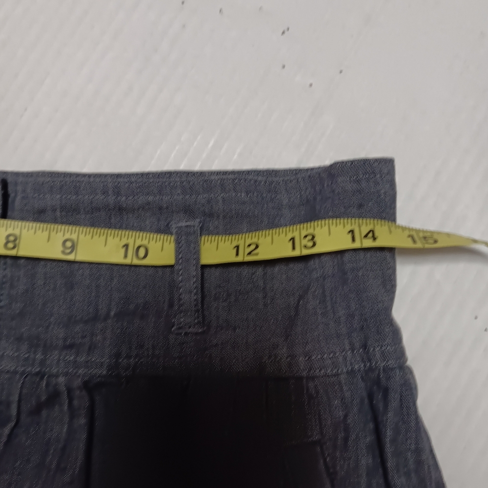 THEORY two-tone chambray denim button down skirt, 4 - Picture 8 of 11